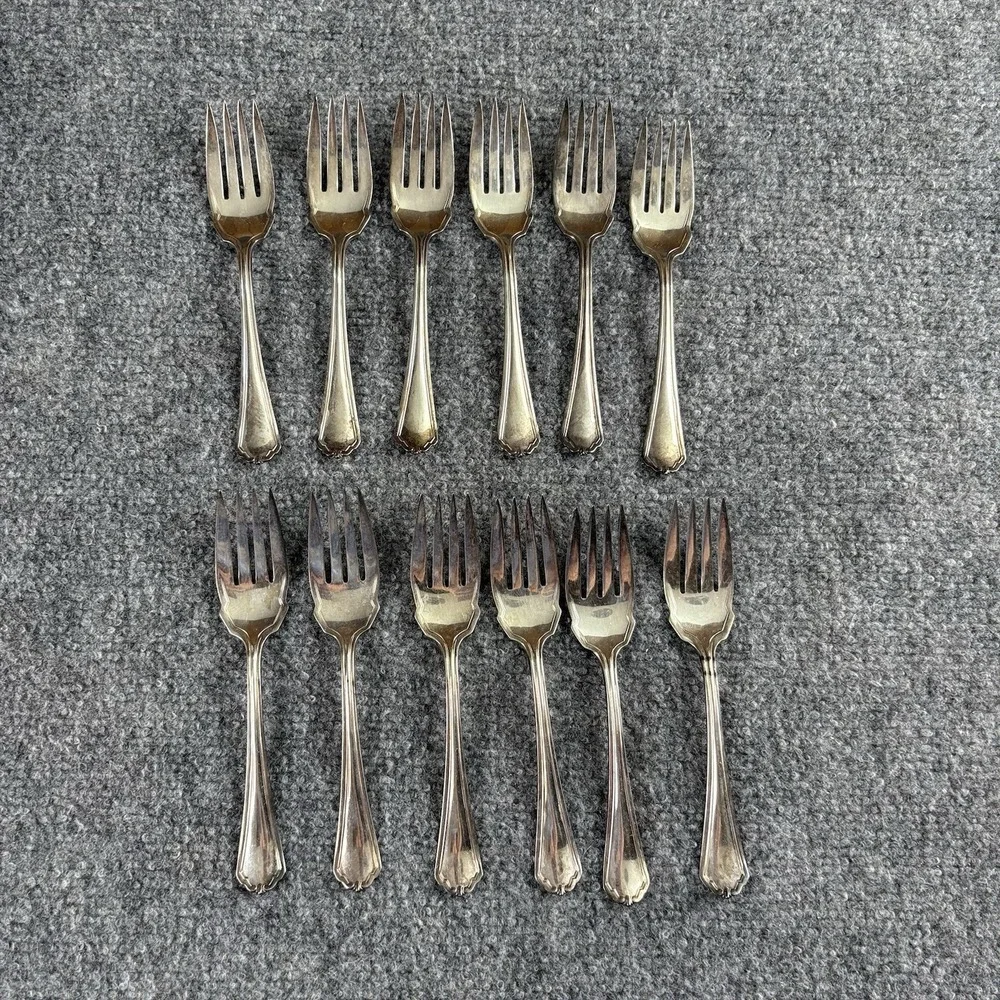 VTG 12 Rogers AA Puritan 1912 Individual Salad Forks Silverplate Pat Sept 3 1912